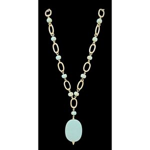 Lia Sophia Faux Turquoise Gold Tone Necklace